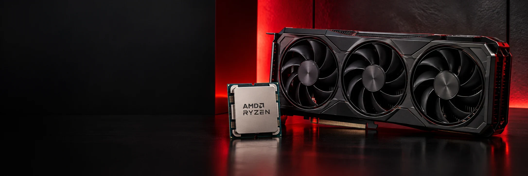 Gráfica ilustrativa de procesador AMD y placa de video